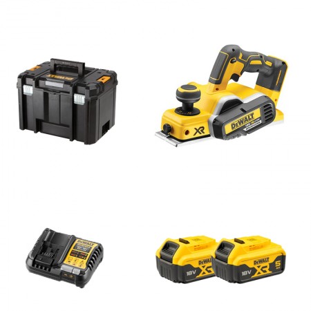 Rabot XR 18V DCP580NT-XJ + 2 batteries 18V 5 Ah + 1 chargeur DCB1104-QW DEWALT