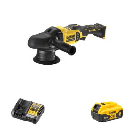 Polisseuse orbitale 18V DCM848N-XJ + 1 batterie 18V 5 Ah + 1 chargeur DCB1104-QW DEWALT