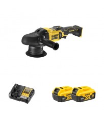 Polisseuse orbitale 18V DCM848N-XJ + 2 batteries 18V 5 Ah + 1 chargeur DCB1104-QW DEWALT