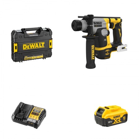 Perforateur SDS Plus 18V DCH172NT-XJ + 1 batterie 18V 5 Ah + 1 chargeur DCB1104-QW DEWALT