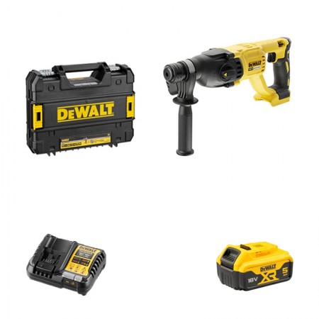 Perforateur SDS-Plus DCH133NT-XJ + 1 batterie 18V 5 Ah + chargeur DCB1104-QW DEWALT