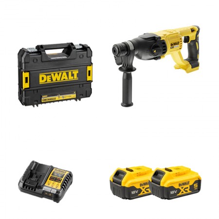 Perforateur SDS-Plus DCH133NT-XJ + 2 batteries 18V 5 Ah + chargeur DCB1104-QW DEWALT