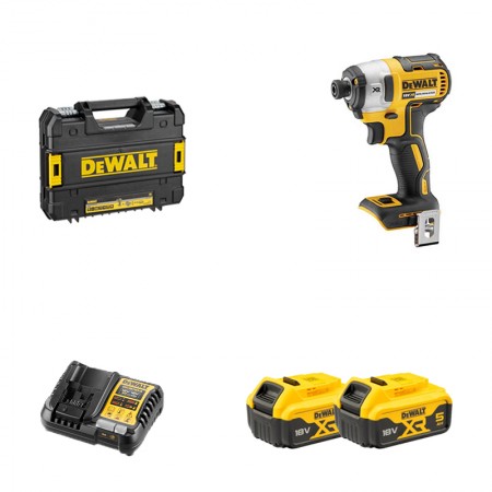Visseuse à chocs 18V DCF887NT-XJ + 2 batteries 18V 5 Ah + chargeur DCB1104-QW DEWALT