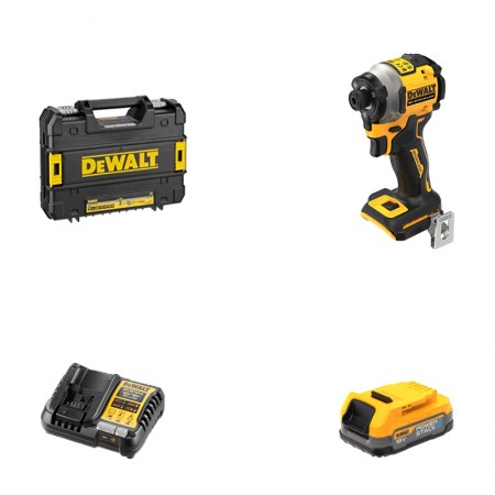Visseuse à chocs DCF850NT-XJ + 1 batterie POWERSTACK 18V 1.7 Ah + 1 Chargeur DCB1104-QW DEWALT