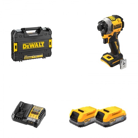 Visseuse à chocs DCF850NT-XJ + 2 batteries POWERSTACK 18V 1.7 Ah + 1 Chargeur DCB1104-QW DEWALT