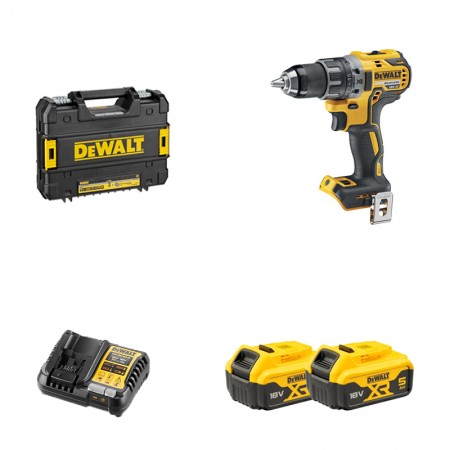 Perceuse-visseuse 18V DCD791NT-XJ + 2 batteries 18V 5 Ah + 1 chargeur DCB1104-QW DEWALT