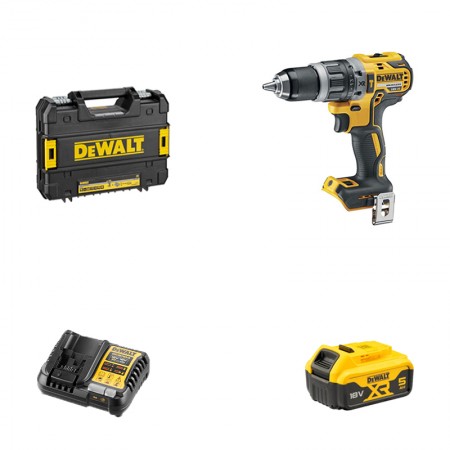 Perceuse visseuse à percussion 18V DCD796NT-XJ + 1 batterie 18V 5 Ah + chargeur DCB1104-QW DEWALT