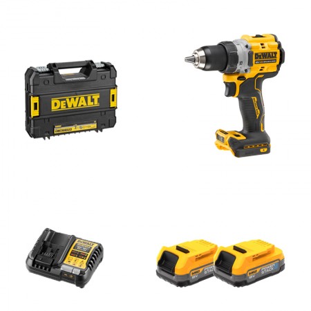 Perceuse-visseuse 18V DCD800NT-XJ + 2 batteries POWERSTACK 18V 1.7 Ah + 1 Chargeur DCB1104-QW DEWALT