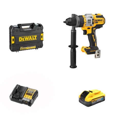Perceuse-visseuse à percussion  18V DCD999NT-XJ + 1 batterie POWERSTACK 18V 5 Ah + 1 Chargeur DCB1104-QW DEWALT