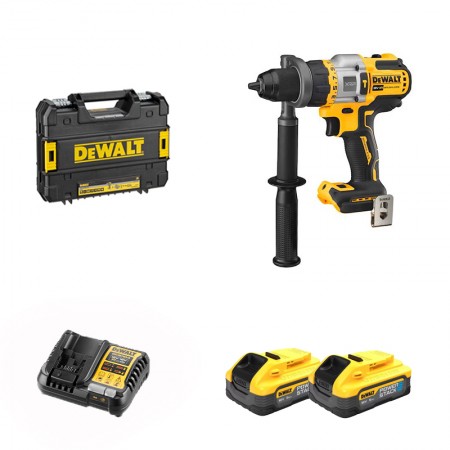 Perceuse-visseuse à percussion  18V DCD999NT-XJ + 2 batteries POWERSTACK 18V 5 Ah + 1 Chargeur DCB1104-QW DEWALT