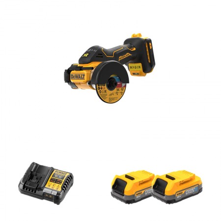Meuleuse Ø76 mm XR 18V DCS438N-XJ + 2 batterie 18V 1,7 Ah + 1 chargeur DCB1104-QW DEWALT