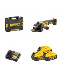 Meuleuse Ø125 mm 18V DCG405NT-XJ + 3 batteries 18V 5 Ah + 1 chargeur DCB1104-QW DEWALT