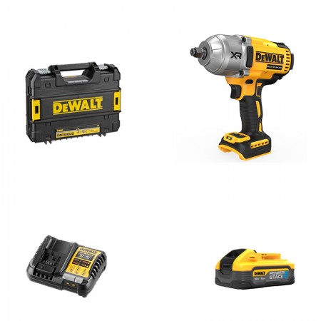 Boulonneuse 18V 1/2" DCF900NT-XJ + 1 batterie 18V 5 Ah POWERSTACK + 1 chargeur DCB1104-QW DEWALT