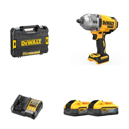 Boulonneuse 18V 1/2" DCF900NT-XJ + 2 batteries 18V 5 Ah POWERSTACK + 1 chargeur DCB1104-QW DEWALT