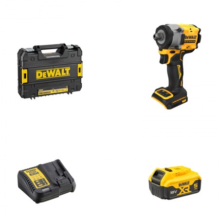 Boulonneuse 18V 1/2" DCF922NT-XJ + 1 batterie 18V 5 Ah + 1 chargeur DCB1104-QW DEWALT