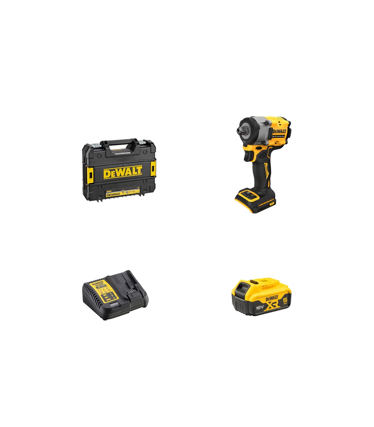 Boulonneuse 18V 1/2" DCF922NT-XJ + 1 batterie 18V 5 Ah + 1 chargeur DCB1104-QW DEWALT