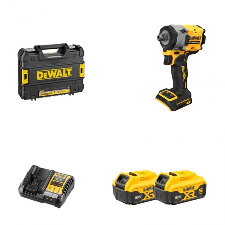 Boulonneuse 18V 1/2" DCF922NT-XJ + 2 batteries 18V 5 Ah + 1 chargeur DCB1104-QW DEWALT
