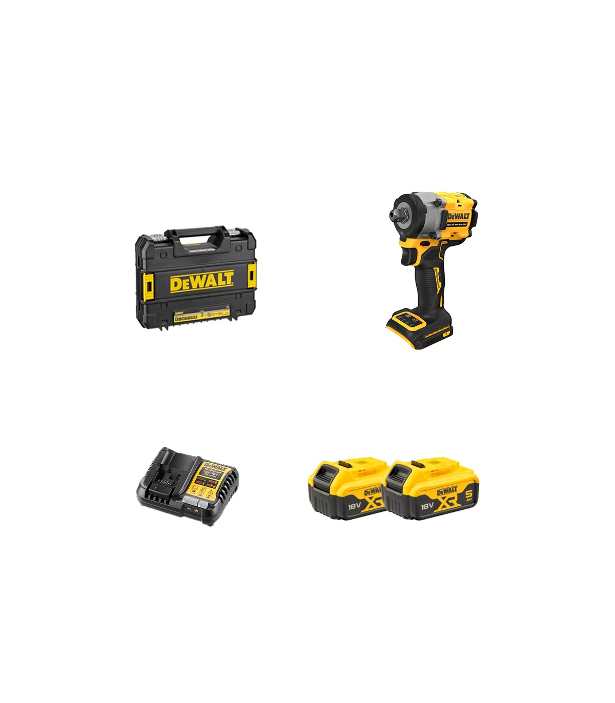 Boulonneuse 18V 1/2" DCF922NT-XJ + 2 batteries 18V 5 Ah + 1 chargeur DCB1104-QW DEWALT