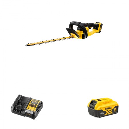 Taille haie 18V DCMHT563N-XJ + 1 batterie 18V 5 Ah + chargeur DCB1104-QW DEWALT