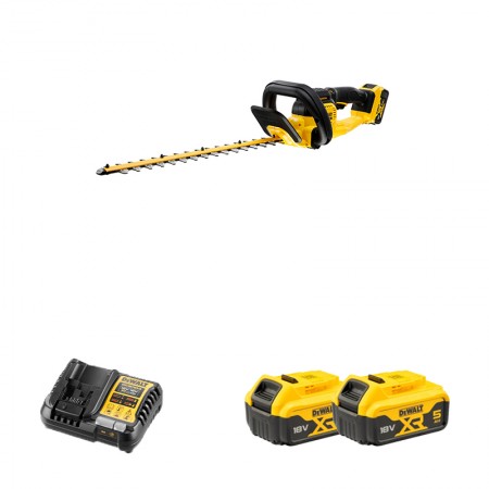 Taille haie 18V DCMHT563N-XJ + 2 batteries 18V 5 Ah + chargeur DCB1104-QW DEWALT