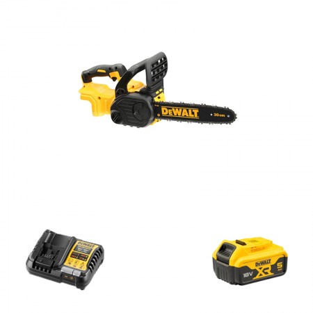 Tronçonneuse 18V DCM565N-XJ + 1 batterie 18V 5 Ah + chargeur DCB1104-QW DEWALT