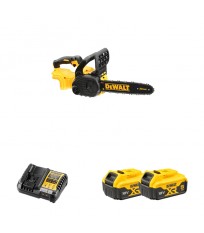 Tronçonneuse 18V DCM565N-XJ + 2 batteries 18V 5 Ah + chargeur DCB1104-QW DEWALT