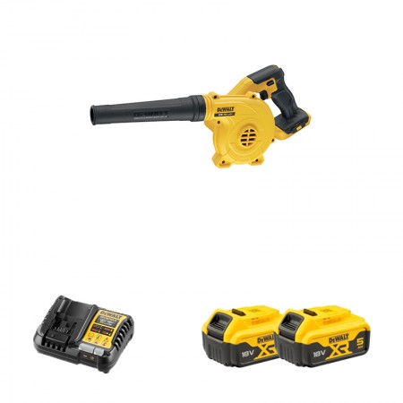 Souffleur 18V DCV100-XJ + 2 batteries 18V 5 Ah + chargeur DCB1104-QW DEWALT