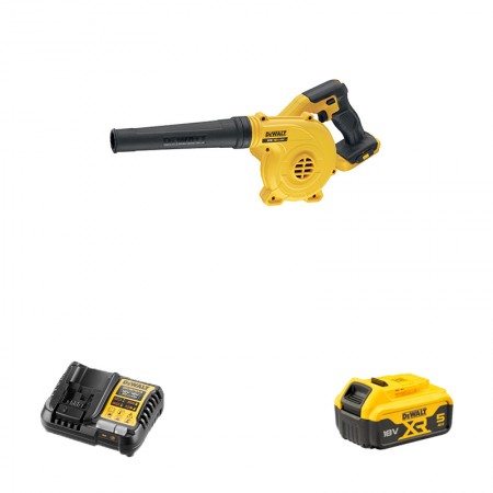 Souffleur 18V DCV100-XJ + 1 batterie 18V 5 Ah + chargeur DCB1104-QW DEWALT