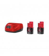 Pack 2 batteries 12V M12 B2 2 Ah + chargeur C12-C MILWAUKEE
