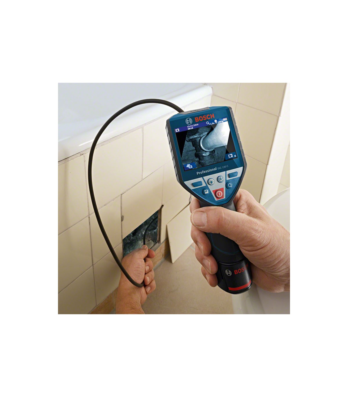 Caméra d'inspection GIC 120 C BOSCH + 1 batterie 12V 3 Ah + chargeur GAL 12V-40 BOSCH