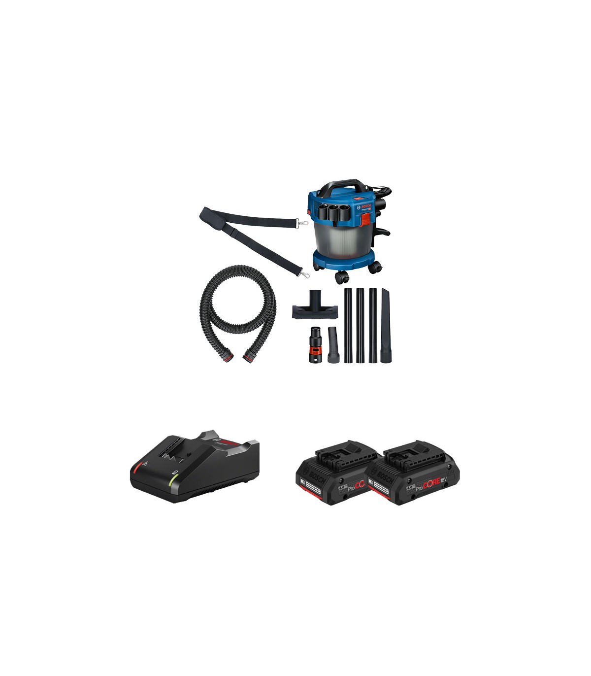 Aspirateur sans fil GAS 18V-10L + 2 batteries Procore 18V 4 Ah + 1 chargeur GAL 18V-40 BOSCH