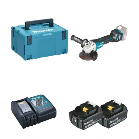 Meuleuse Ø125 mm 18V DGA517ZJ + 2 batteries BL1850B 18V 5 Ah + 1 chargeur DC18RC MAKITA
