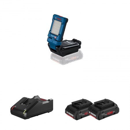 Lampe GLI 18V-800 + 2 batteries Procore 18V 4 Ah + 1 chargeur GAL 18V-40 BOSCH