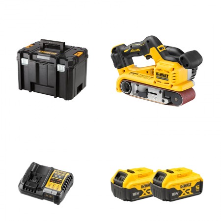 Ponceuse à bande 18V DCW220NT-XJ + 2 batteries 18V 5 Ah + chargeur DCB1104-QW DEWALT
