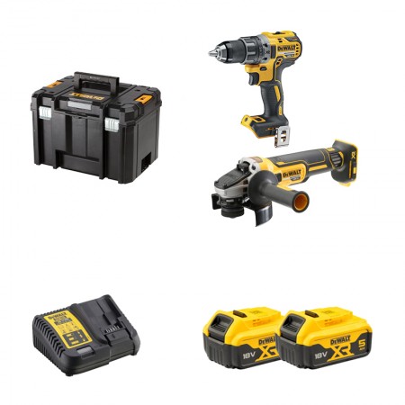 Pack 2 outils 18V Perceuse-visseuse DCD791 + Meuleuse DCG405 DEWALT