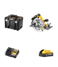 Scie circulaire 18V Ø184 mm DCS572NT-XJ + 1 batterie POWERSTACK 18V 5 Ah + 1 chargeur DCB1104-QW DEWALT