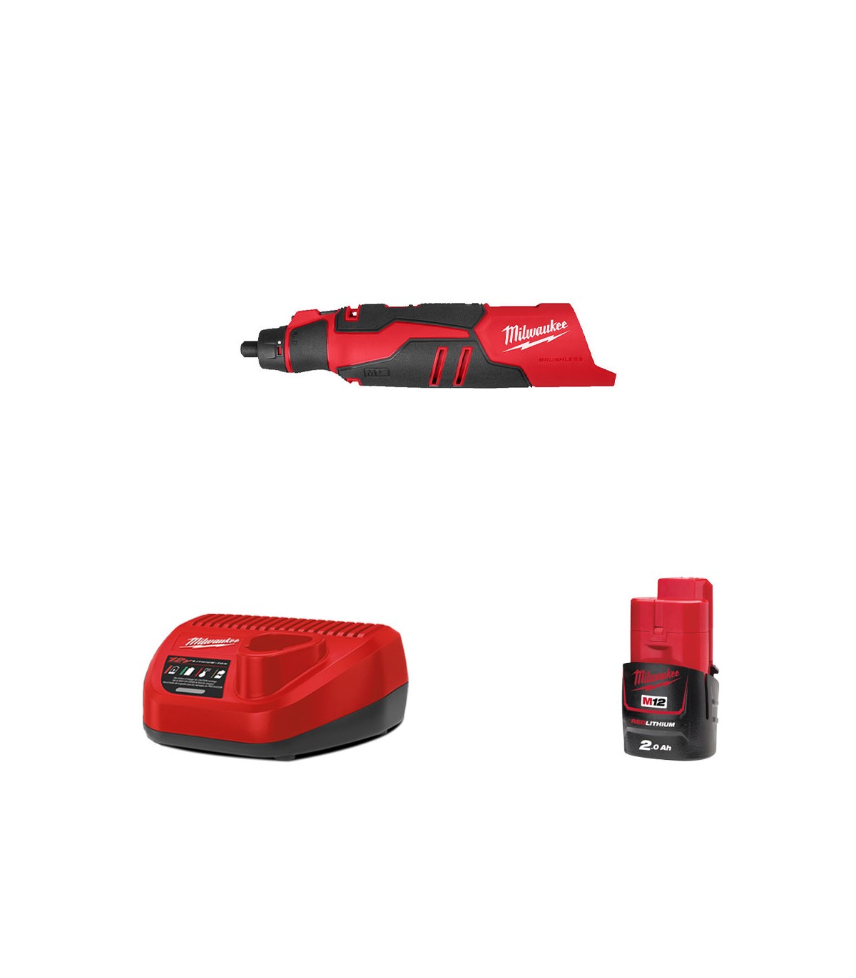 Meuleuse droite M12 BLROT + 1 batterie 12V 2 Ah + 1 chargeur C12C MILWAUKEE