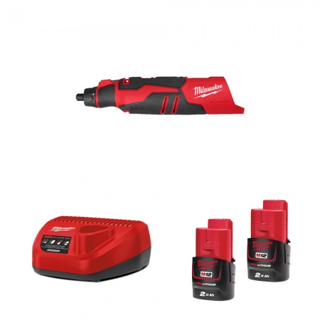 Meuleuse droite M12 BLROT + 2 batteries 12V 2 Ah + 1 chargeur C12C MILWAUKEE