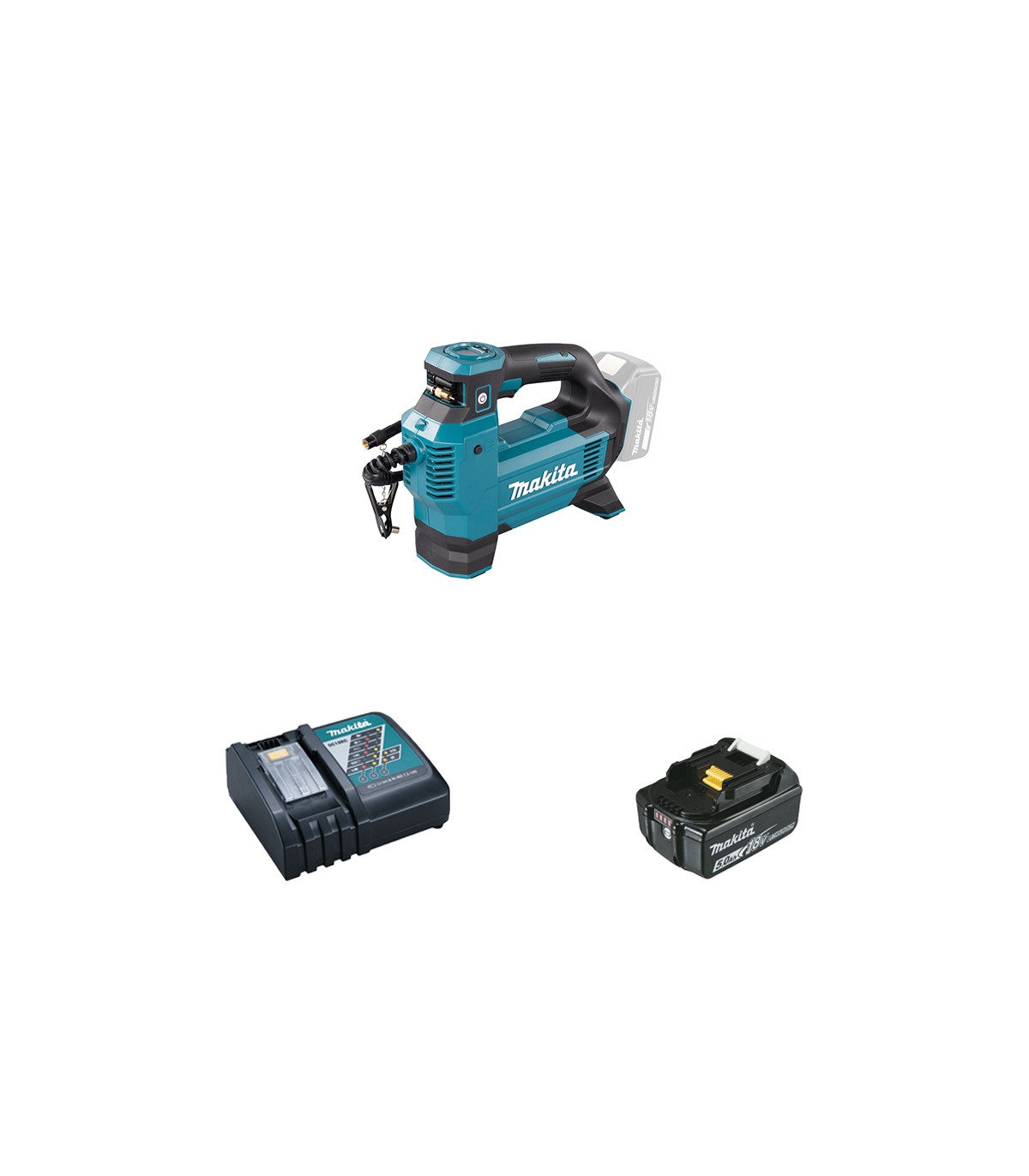Gonfleur DMP181Z + 1 batterie BL1850B 18V 5 Ah + 1 chargeur DC18RC MAKITA