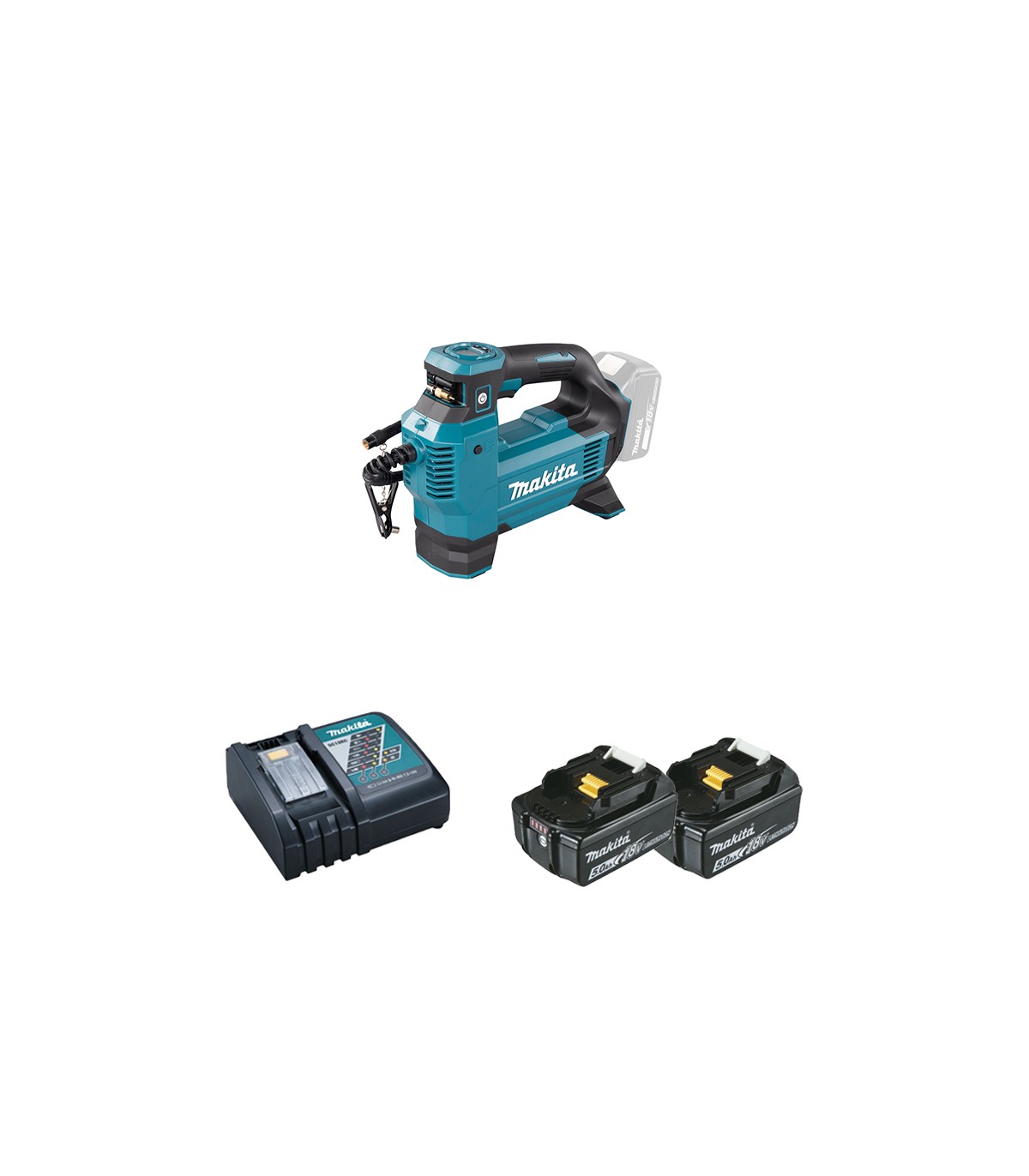 Gonfleur DMP181Z + 2 batteries BL1850B 18V 5 Ah + 1 chargeur DC18RC MAKITA