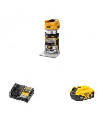Affleureuse XR 18V DCW600N-XJ + 1 batterie 18V 5 Ah + 1 chargeur DCB1104-QW DEWALT