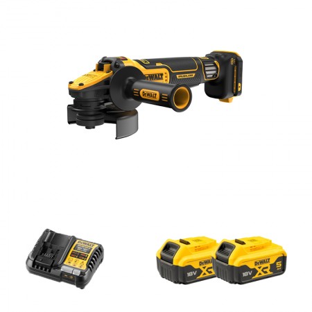 Meuleuse Ø125 mm 18V DCG416VSN-XJ + 2 batteries 18V 5 Ah + 1 chargeur DCB1104-QW DEWALT