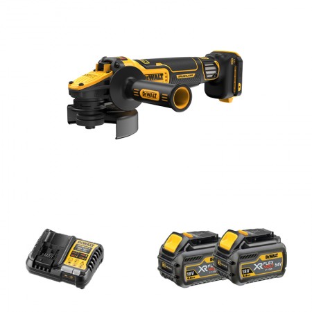 Meuleuse Ø125 mm 18V DCG416VSN-XJ + 2 batteries Flexvolt 18/54V 6-2 Ah + 1 chargeur DCB118-QW DEWALT
