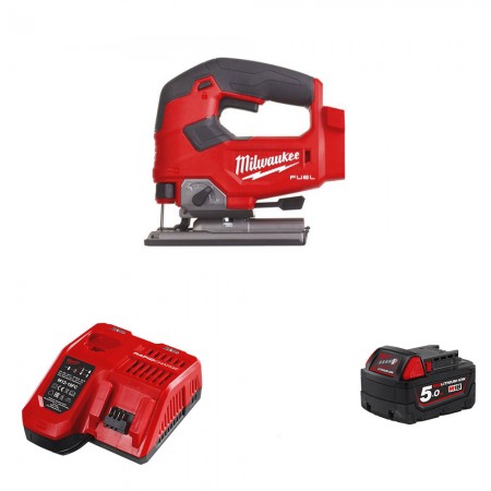 Scie sauteuse 18V M18 FJS-0X + 1 batterie 18V 5 Ah + 1 chargeur M12-18FC MILWAUKEE