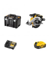 Scie circulaire 18V Ø165mm DCS565NT-XJ + 1 batterie 18V 5 Ah + 1 chargeur DCB1104-QW DEWALT