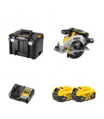 Scie circulaire 18V Ø165mm DCS565NT-XJ + 2 batteries 18V 5 Ah + 1 chargeur DCB1104-QW DEWALT
