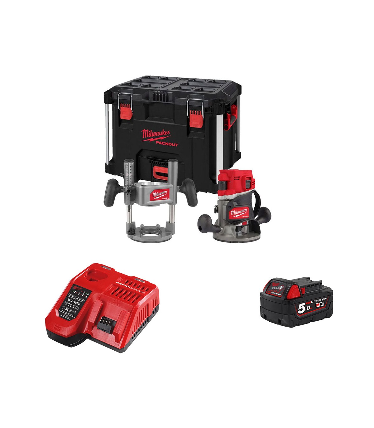 Affleureuse M18 FR12KIT-0P + 1 batterie 18V 5 Ah + 1 chargeur M12-18FC MILWAUKEE
