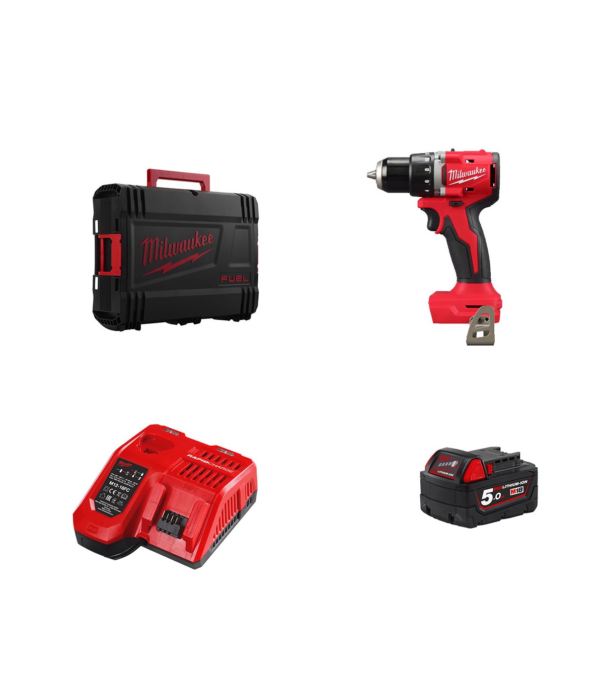 Perceuse visseuse 18V M18 BLDDRC + 1 batterie 18V 5 Ah + 1 chargeur M12-18FC MILWAUKEE