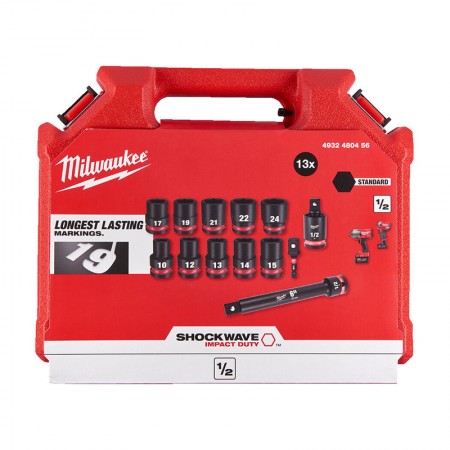 Coffret de 13 pièces douilles 1/2" Impact Socket MILWAUKEE