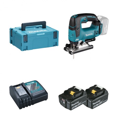 Scie sauteuse 18V DJV182ZJ + 2 batteries 18V 5 Ah + 1 chargeur DC18RC Makita